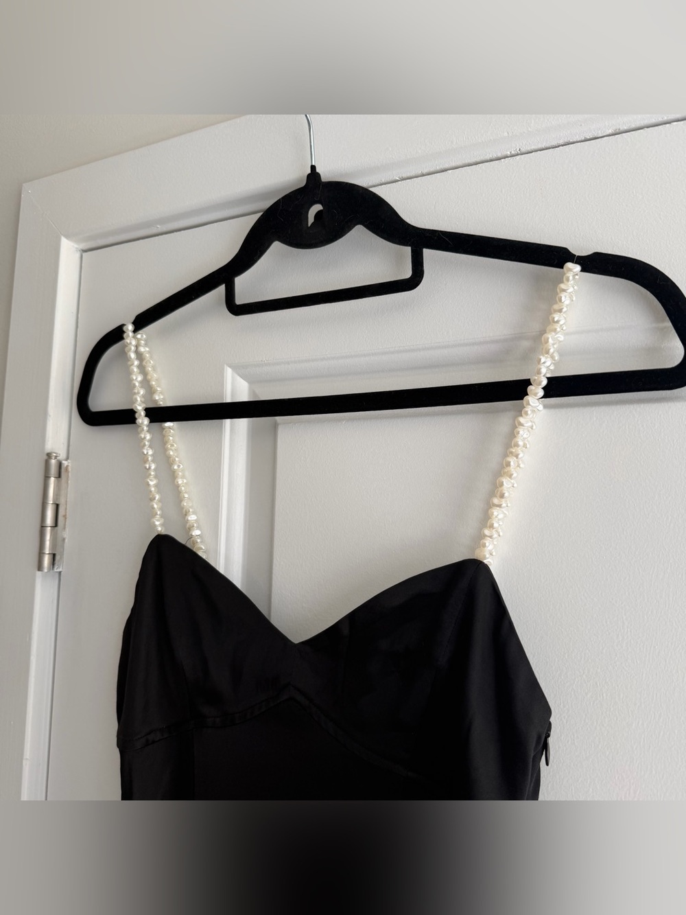 Zara Black Slip Dress with Pearl-Strap Detail - Picture 5 of 8